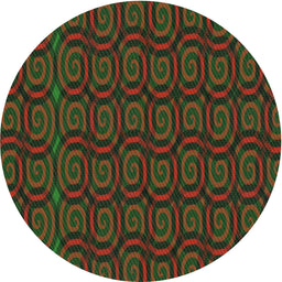Round Machine Washable Transitional Night Red Rug, wshpat3486