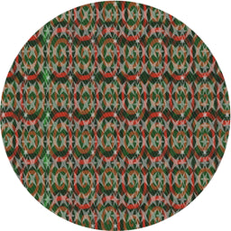 Round Machine Washable Transitional Khaki Green Rug, wshpat3487