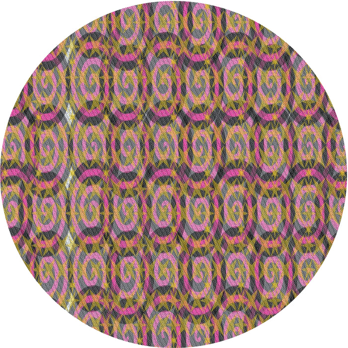 Round Patterned Dark Raspberry Purple Novelty Rug, pat3488