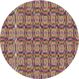 Round Machine Washable Transitional Dark Raspberry Purple Rug, wshpat3488