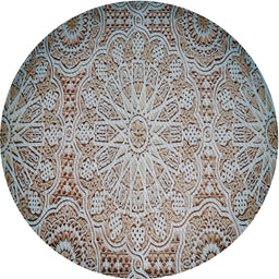 Round Patterned Silver Gray Novelty Rug, pat3502