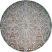 Round Patterned Silver Gray Novelty Rug, pat3502