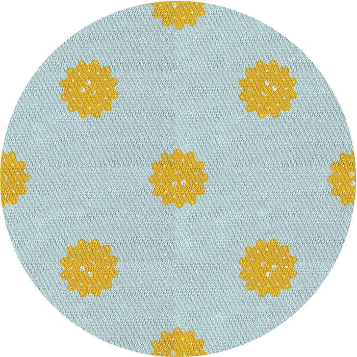 Round Machine Washable Transitional Pale Blue Lily Blue Rug, wshpat3507