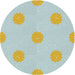 Round Machine Washable Transitional Pale Blue Lily Blue Rug, wshpat3507