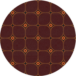 Round Machine Washable Transitional Brown Red Rug, wshpat350