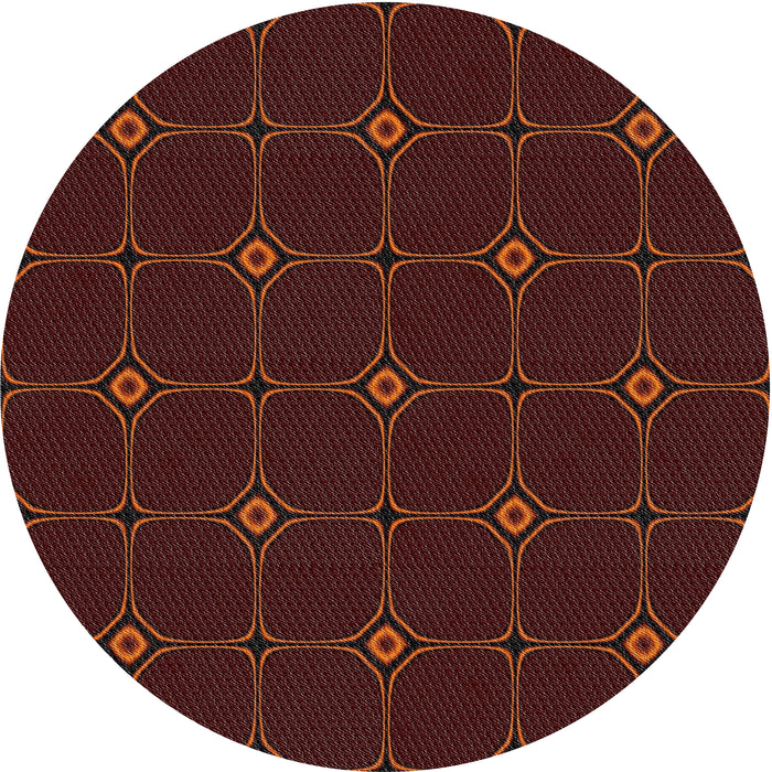 Round Patterned Brown Red Novelty Rug, pat350