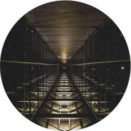 Round Patterned Black Novelty Rug, pat3513