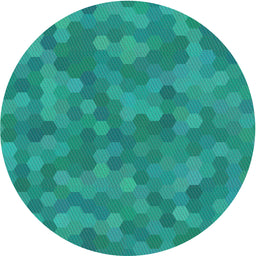 Round Patterned Dark Turquoise Green Modern Rug, pat3516