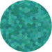 Round Machine Washable Transitional DarkTurquoise Green Rug, wshpat3516