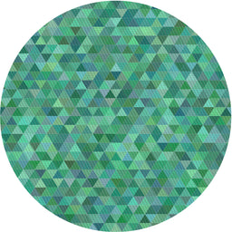 Round Patterned Lime Mint Green Novelty Rug, pat3517