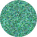 Round Patterned Lime Mint Green Novelty Rug, pat3517