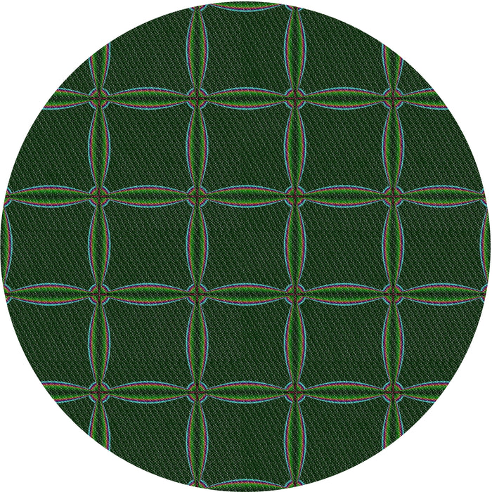 Round Patterned Green Novelty Rug, pat351