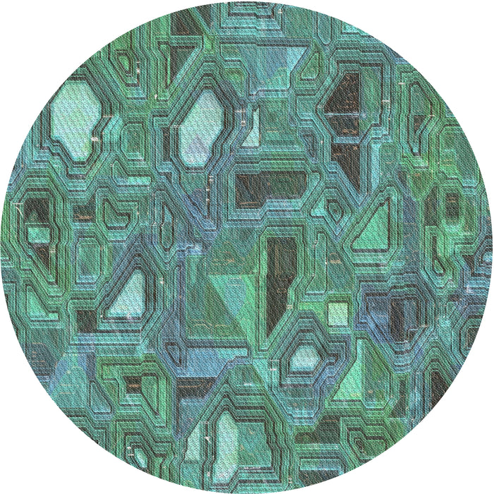 Round Patterned Deep-Sea Green Novelty Rug, pat3521