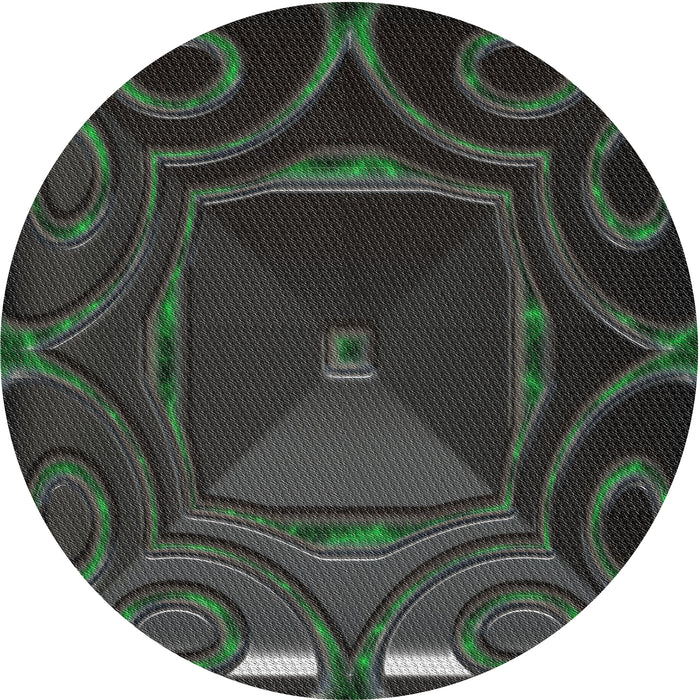 Round Patterned Mid Gray Novelty Rug, pat3522