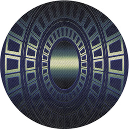 Round Patterned Black Novelty Rug, pat3523