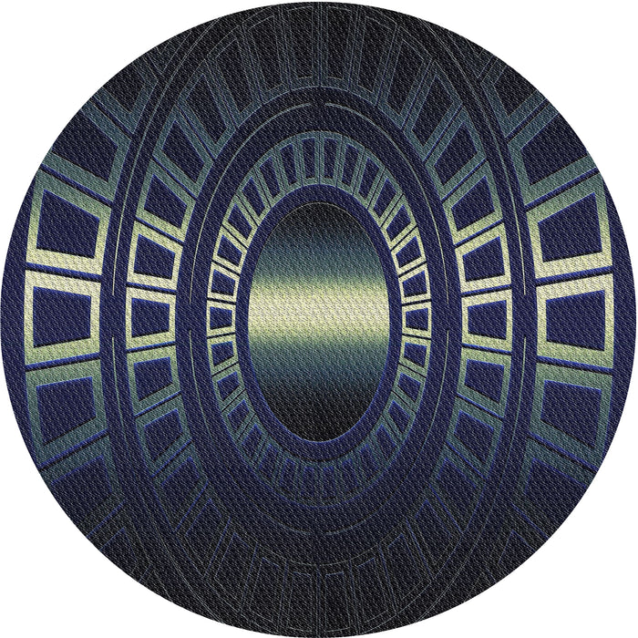 Round Patterned Black Novelty Rug, pat3523