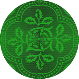 Round Patterned Dark Green Novelty Rug, pat3526