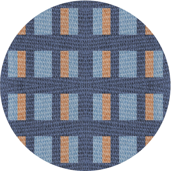 Round Machine Washable Transitional Dark Blue Grey Blue Rug, wshpat3535