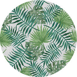 Round Machine Washable Transitional Pine Green Rug, wshpat3540