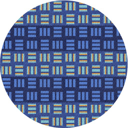 Round Machine Washable Transitional Iceberg Blue Rug, wshpat3544