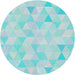 Round Patterned Blue Green Novelty Rug, pat354