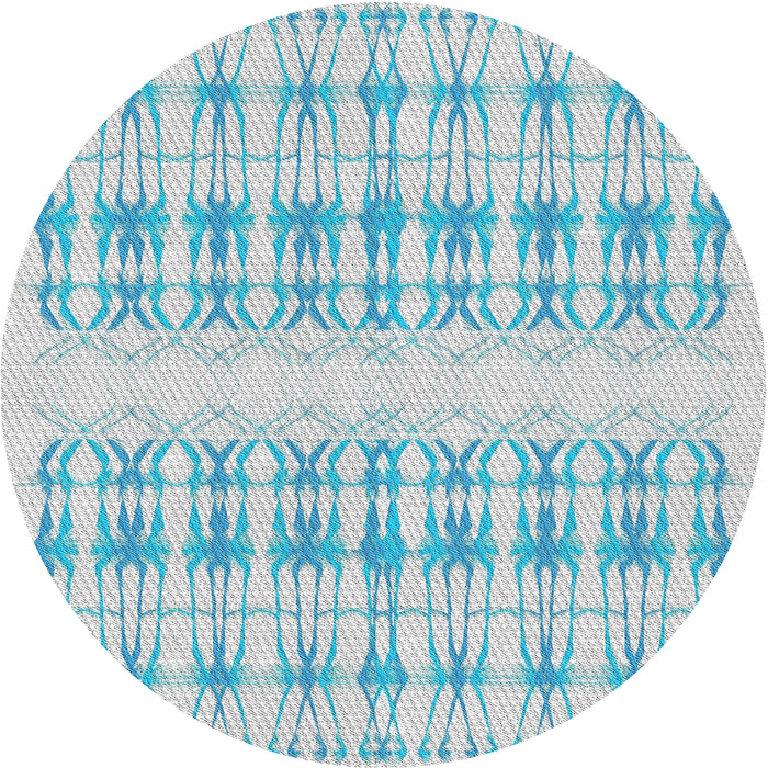Round Machine Washable Transitional Blue Rug, wshpat355