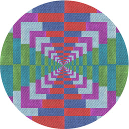 Round Machine Washable Transitional Blue Rug, wshpat3564