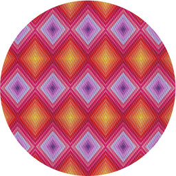 Round Patterned Blush Red Pink Novelty Rug, pat3566