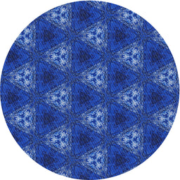 Round Patterned Cobalt Blue Novelty Rug, pat356