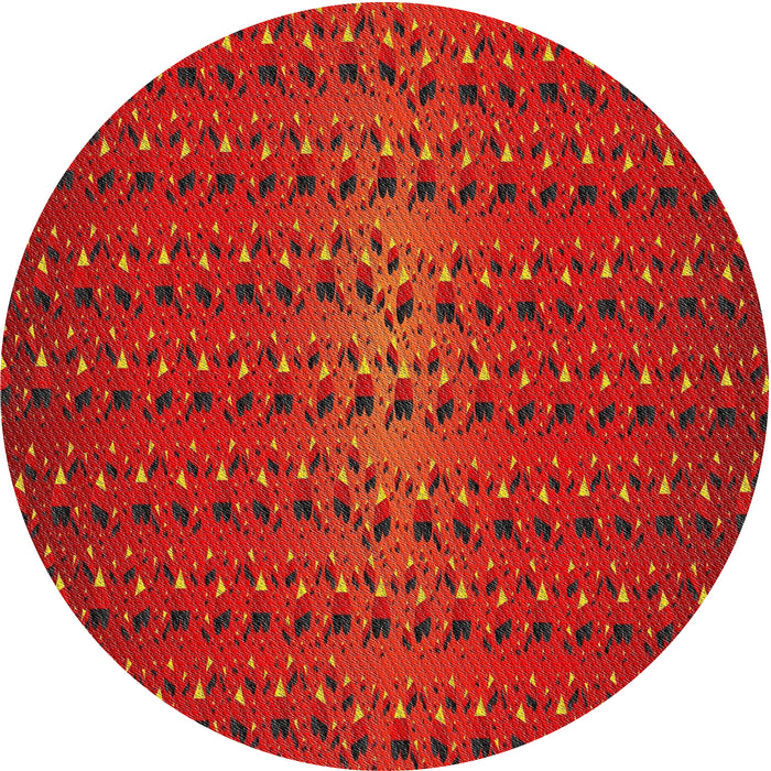 Round Machine Washable Transitional Red Rug, wshpat3577