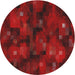 Round Machine Washable Transitional Red Rug, wshpat3578