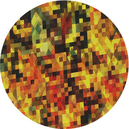 Round Machine Washable Transitional Saffron Red Rug, wshpat3579