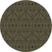 Round Patterned Dark Almond Brown Novelty Rug, pat3581