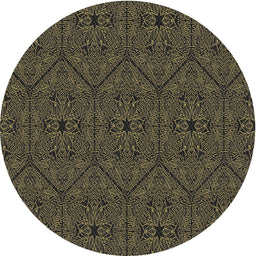 Round Machine Washable Transitional Dark Almond Brown Rug, wshpat3581