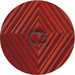 Round Machine Washable Transitional Tomato Red Rug, wshpat3582