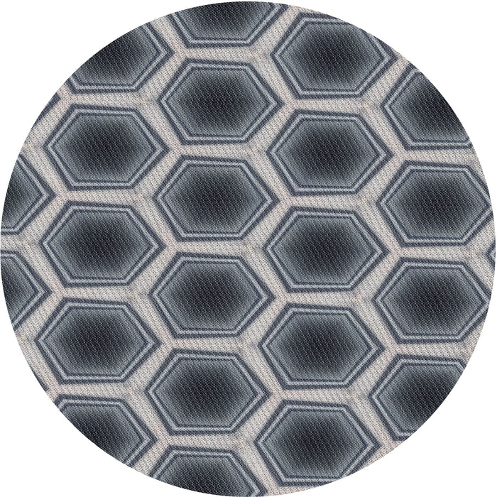 Round Machine Washable Transitional Cloud Gray Rug, wshpat3595