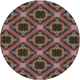 Round Machine Washable Transitional Dark Almond Brown Rug, wshpat3597