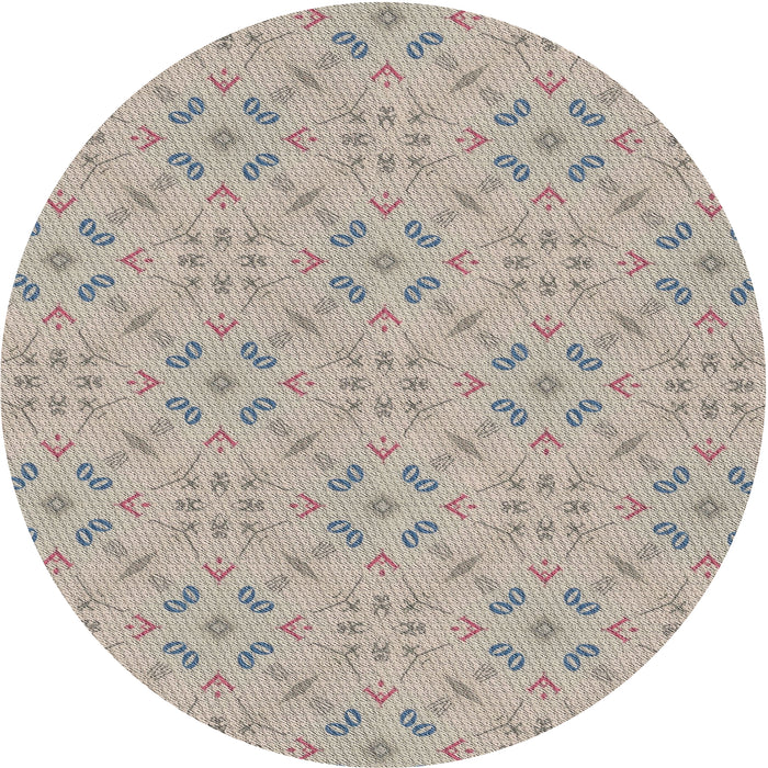 Round Machine Washable Transitional Desert Sand Beige Rug, wshpat3598