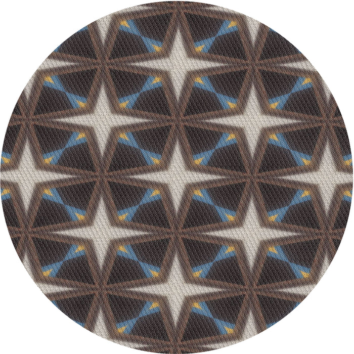 Round Patterned Burgundy Brown Novelty Rug, pat3599