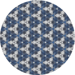 Round Machine Washable Transitional Blue Gray Rug, wshpat359
