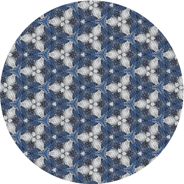 Round Patterned Blue Gray Novelty Rug, pat359
