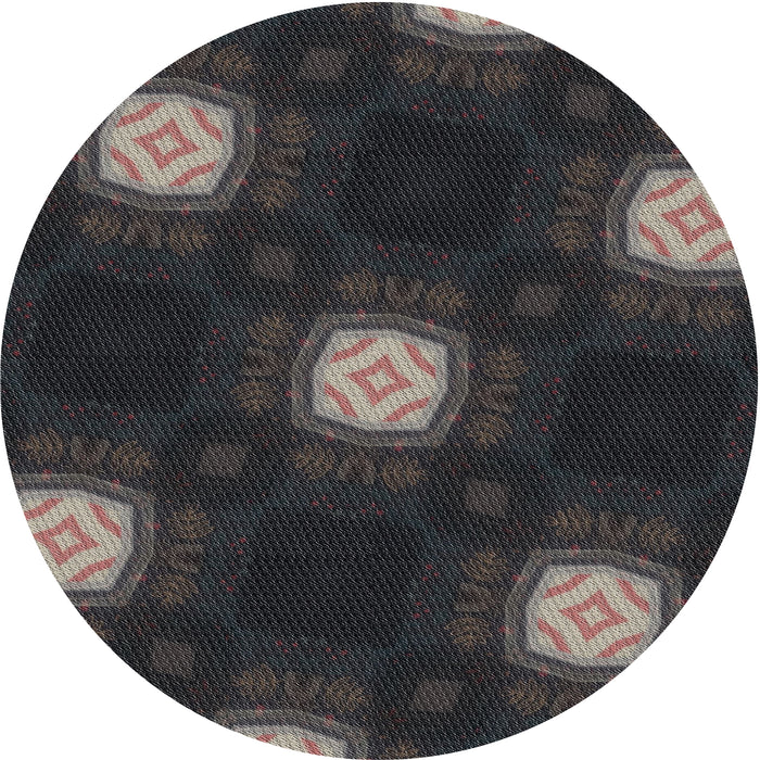 Round Patterned Black Novelty Rug, pat3604