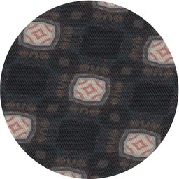Round Machine Washable Transitional Black Rug, wshpat3604