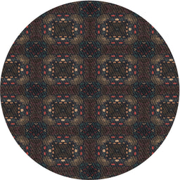 Round Machine Washable Transitional Midnight Gray Rug, wshpat3605