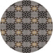 Round Patterned Mocha Brown Novelty Rug, pat3607