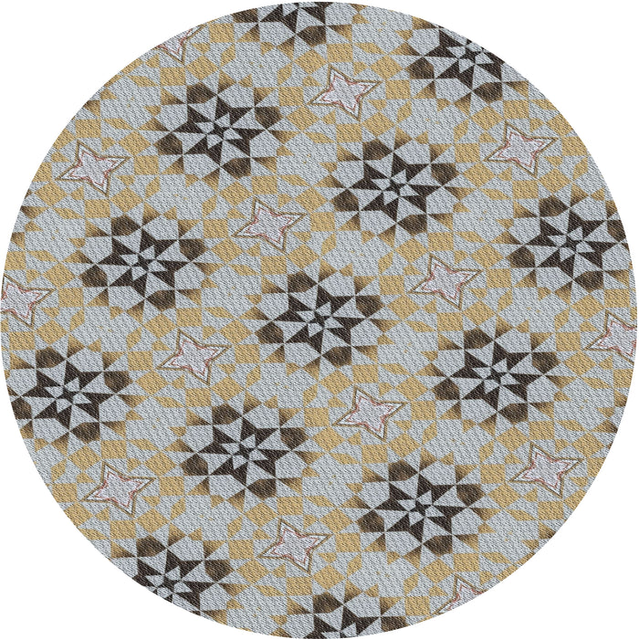 Round Patterned Brown Novelty Rug, pat3610
