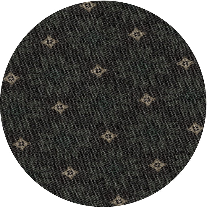 Round Machine Washable Transitional Black Rug, wshpat3614