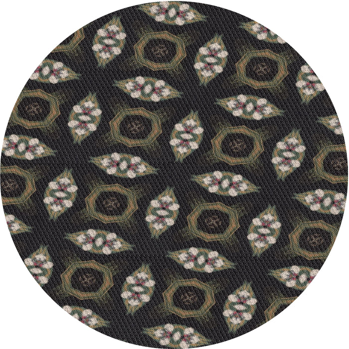 Round Patterned Army Brown Novelty Rug, pat3616