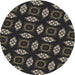 Round Machine Washable Transitional Army Brown Rug, wshpat3616