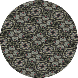 Round Patterned Sage Green Novelty Rug, pat3617